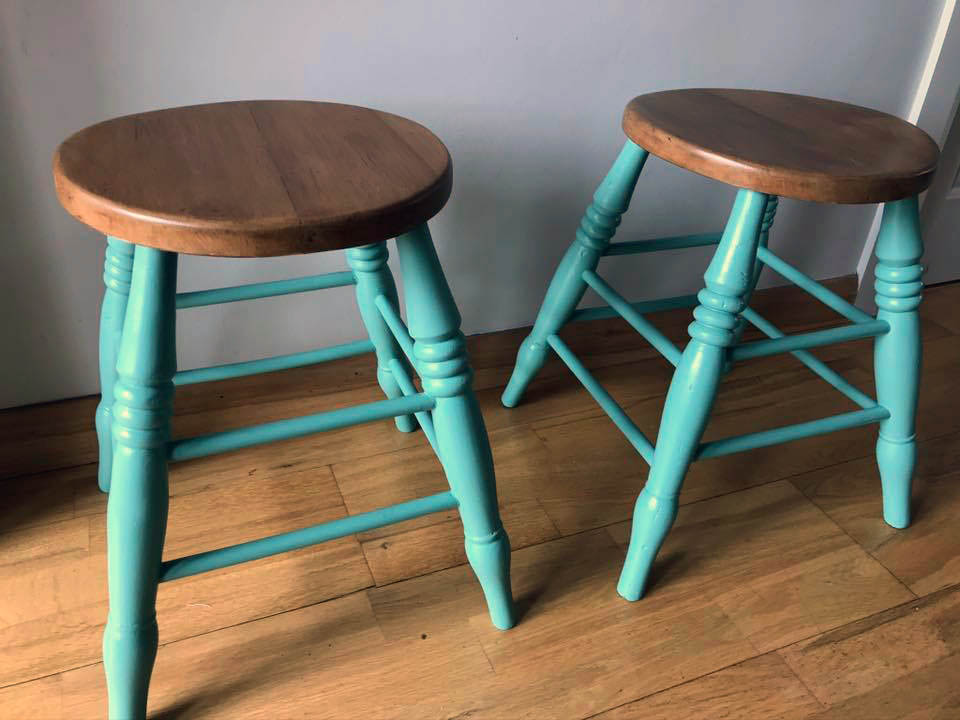 TWo stools painted