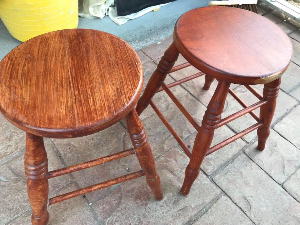 Two stools before they were painted